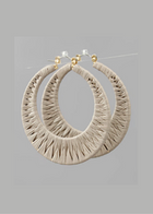Raffia Wrapped Crescent Hoops- 3 Colors