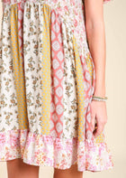 Flutter Sleeve Mix Print Dress - Blush