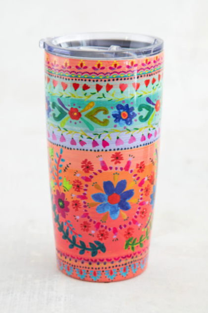 Stainless Steel Tumbler - Peach Mint Borders