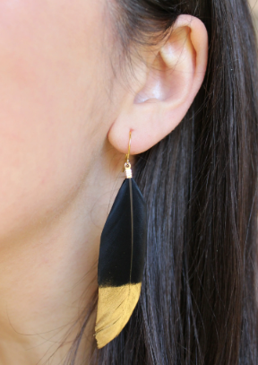 Gold Dipped Feather Earrings