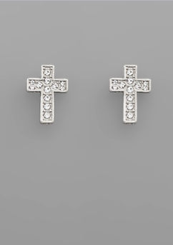 Crystal Cross Earrings - 2 Colors