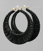 Raffia Wrapped Crescent Hoops- 3 Colors