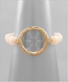 Glass Bead and Circle Bracelet - Nude