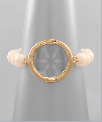 Glass Bead and Circle Bracelet - Nude