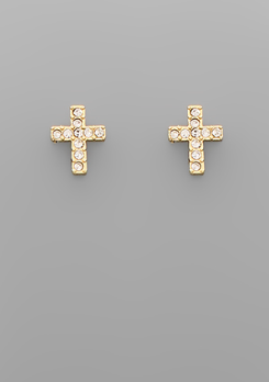 Mini Crystal Cross Earrings  - 2 Colors
