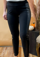 Leather Stripe Leggings - One Size