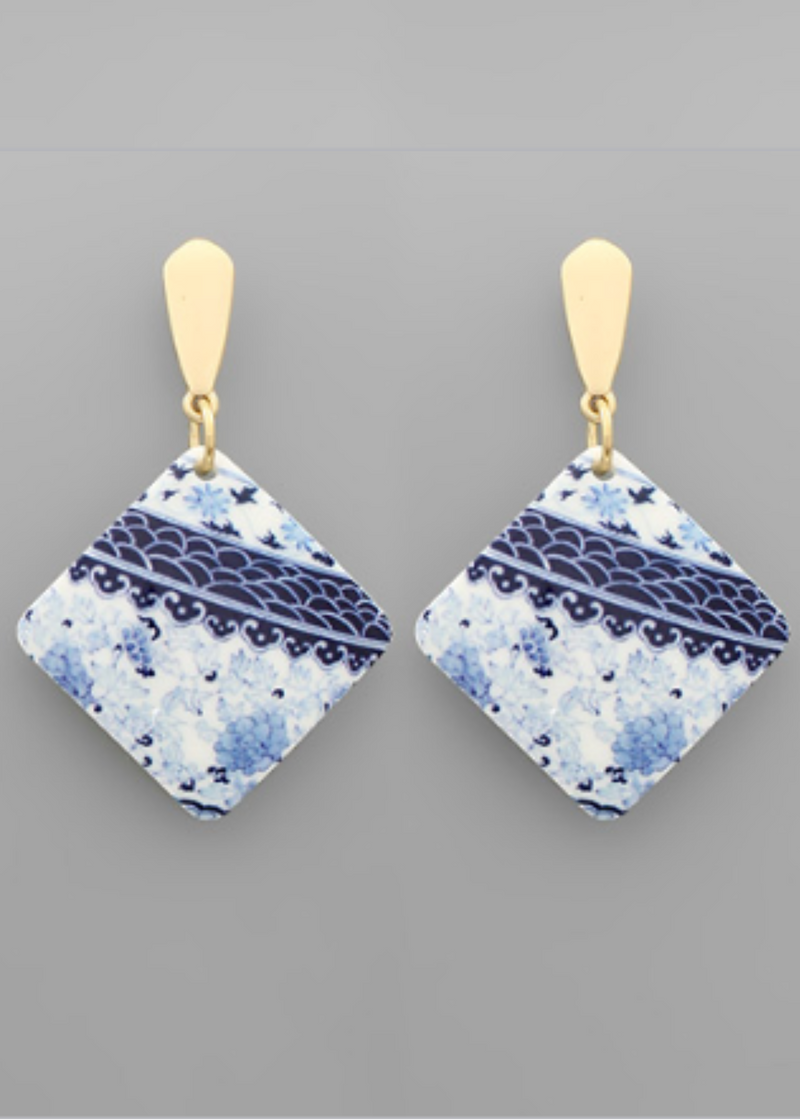 Chinoiserie Square Earrings