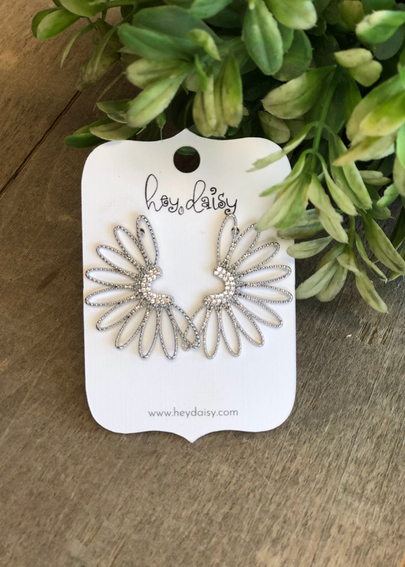 Textured Half Daisy Earrings - 2 Colors