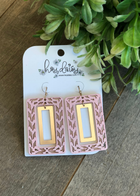 Wood Filigree Rectangle Earrings - 3 Colors
