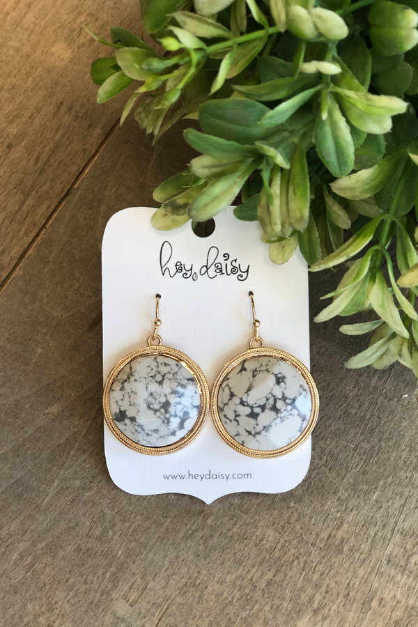 Rounded Stone Dangle Earrings