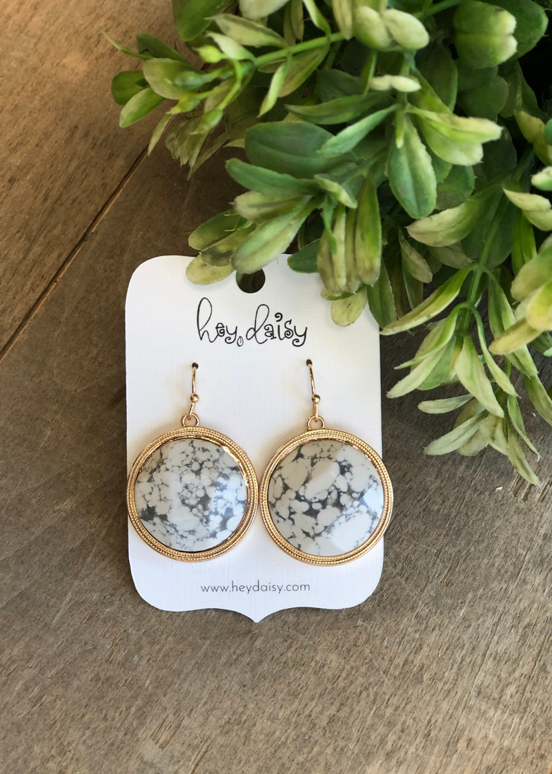 Rounded Stone Dangle Earrings