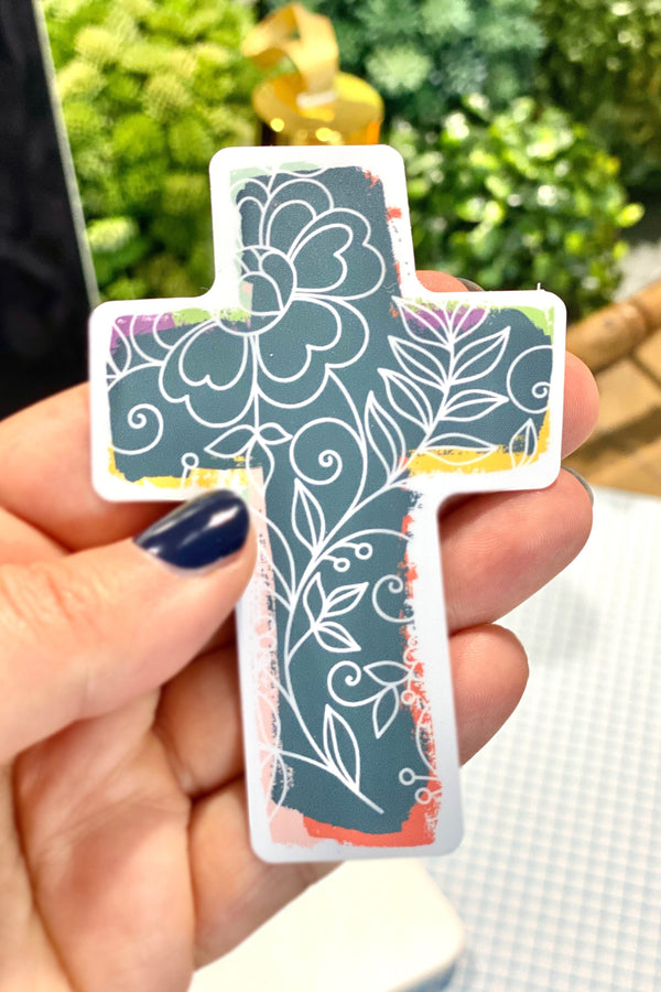 Floral Cross Sticker