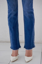 High Rise Button Fly Bootcut-Med Wash