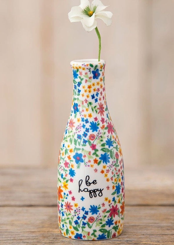 Ceramic Bud Vase - Be Happy