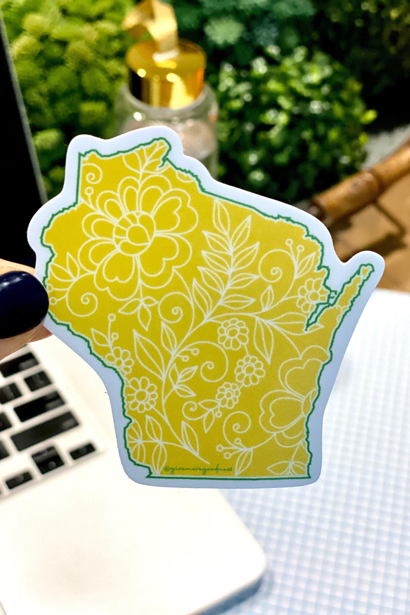 Yellow Floral Wisconsin Sticker